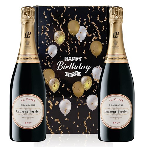 Laurent Perrier La Cuvee Champagne 75cl Happy Birthday Duo Gift Box